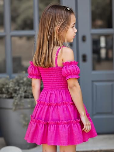 Toddler Girls Princess Dress for Wedding or Party, Off Shoulder Ruffle Sleeve Dress, Age 3–8, 8 Colors4