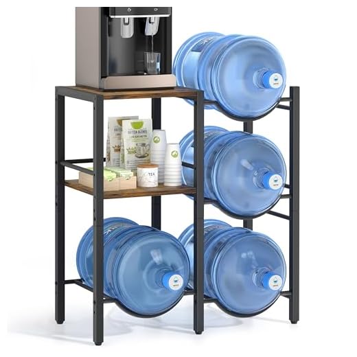 Bikoney 5 Galones Soporte Dispensador de Agua, Soporte para Botellas de Agua con Estantes de Almacenamiento de 2 Niveles, Soporte para Jarras de Agua de 5 Galones para Casa/Oficina/Garaje Organizador