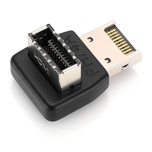 SUNGOOYUE USB3.1 TYPE-E Adapter, USB 3.1/3.2 Adapter for Computer Motherboard, 90 Degree Steering Elbow, Black, 1 Count