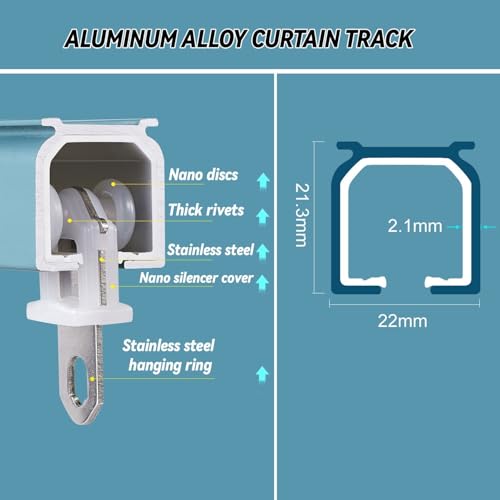 Rail rideau robuste en aluminium double rangée 1-6m pour cloison de pièce - 2