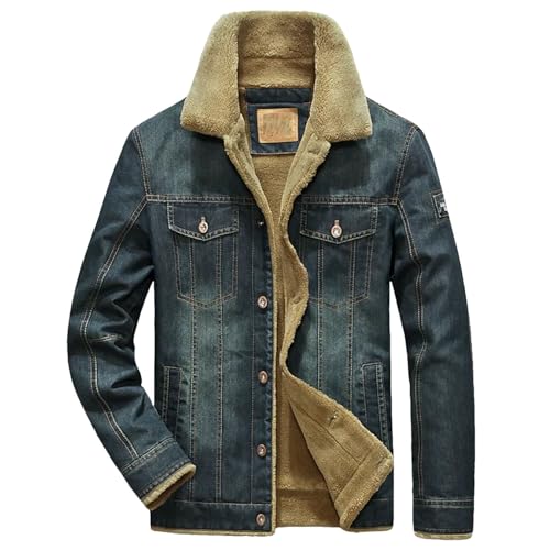Men's Trench Coat Wool Thick Warm Winter Denim Jacket Jeans Coat Multi-Pocket Denim Clothing