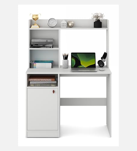 Image of Revon Study Table | Engineered Wood | Frosty White Finish | Free Standing | Stylish and Durable | Knock Down | 36 Months Warranty