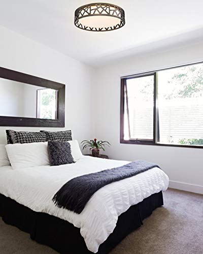 LED Flush Mount Ceiling Light, VICNIE 14 Inch 20W Dimmable Round Deco Lighting Fixture Oil Rubbed Bronze Finished,1400 Lumens 3000K Warm White, ETL Listed for Kitchen, Hallway, Bedroom, Stairways