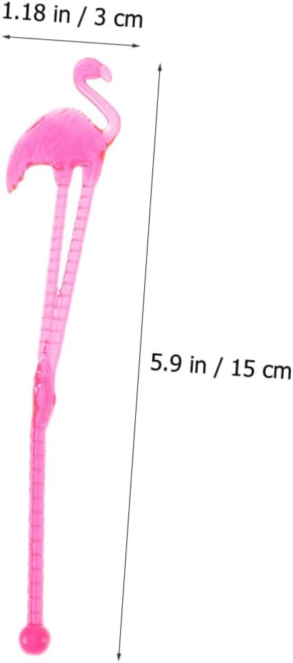 SHINEOFI Reusable Flamingo Cocktail Stirrer Sticks 30pcs Plastic Juice Mixing Rods for Hawaiian Luau Party Bar Drinkware Swizzle Sticks