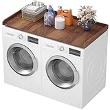 Lifewit Washer Dryer Countertop, Melamine Covers with Edge Rails for The Top, Laundry Room Storage and Organization, Spice Type, Hold 200lbs, Walnut, 54' x 27.5'