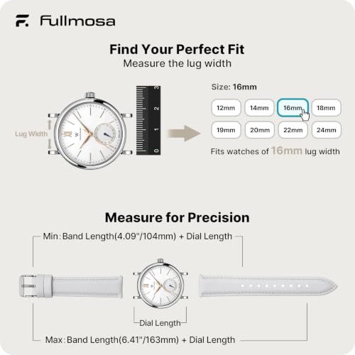 Image of Fullmosa Watch Band, Quick Release Leather Watch Strap Compatible with Samsung Galaxy Garmin for Men Women, Replacement Bands Width 12mm 14mm 16mm 18mm 19mm 20mm 21mm 22mm 24mm