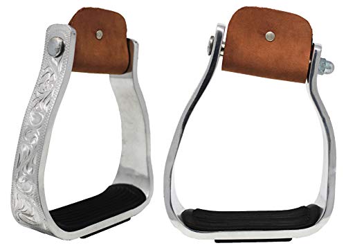 PRORIDER Western Show Horse Saddle Barrel Angled Sloped Bell Aluminum Stirrups 5140