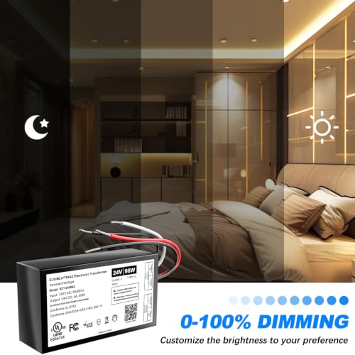 Image of 96W 24V Dimmable LED Driver with Connectors, Triac /ELV /MLV AC to DC Power Supply for LED Light, Halogen Bulb, LED Transformer Compatible with Lutron & Leviton Dimmer, UL&FCC-Listed, Class 2