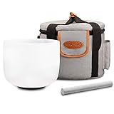 RYAN DVAN 8” A Note Frosted Third Eye Chakra Crystal Singing Bowl with Sound Bowl Case and Suede Striker for Promotes Peace Chakra Healing and Mindfulness