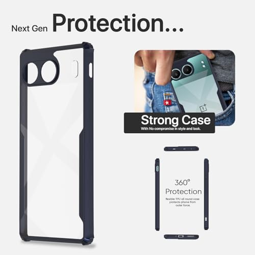 Image of Pikkme Crystal Clear Transparent Back Cover | Ultra Hyrbid | Full Camera Protection | Raised Edge | Bumper Case for OnePlus Nord 4 5G (Blue)