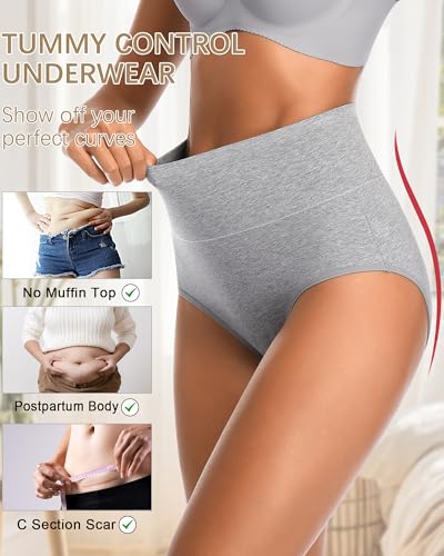 CULAYII Tummy Control Underwear Womens High Waisted Cotton Panties Breathable Full Coverage Postpartum Ladies Briefs2
