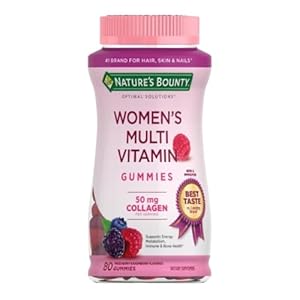 Nature’s Bounty Optimal Solutions Women’s Multivitamin, Immune and Cellular Energy Support, Bone Health, Raspberry Flavor, 80 Gummies
