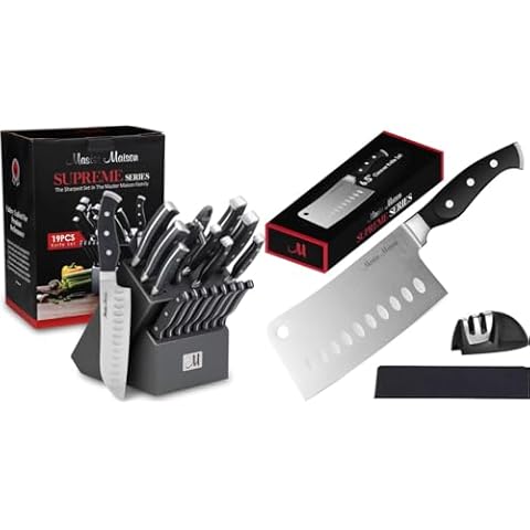 Master Maison 20-Piece Premium Kitchen Knife Set - Wooden Block Cover