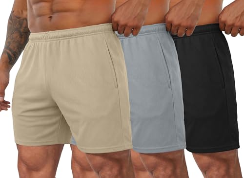 COOFANDY Men's 3 Pack Workout Gym Shorts Lightweight Athletic Mesh Shorts Quick Dry Bodybuilding Training Shorts with Pocket