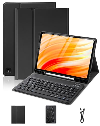 XCHYTECHER Keyboard Case for Amazon Fire HD 10/10 Plus 10.1 inch Detachable Keyboard with Type-C Charging Port Cover (Black+Black)