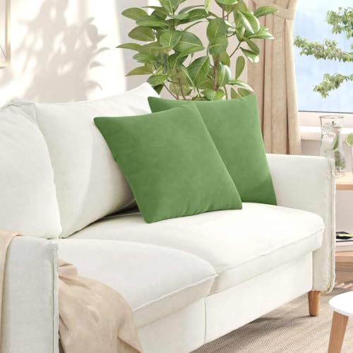 Cojines cómodos 45x45 con fundas extraíbles de pana verde claro 2