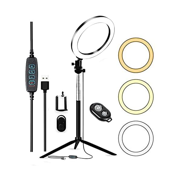 Honganrunli 6 Zoll Dimmbare LED Ringlicht, Mit 3 Lichtmodi Und 10 Helligkeitsstufen Selfie-Ringlicht, Dimmbare…