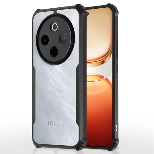 Image of Pikkme Back Cover for Vivo T4 5G / iQoo Z10 5G | Ultra Hybrid Shockproof Case | Full Camera Protection | Raised Edges | Clear Transparent Bumper Case (Black)