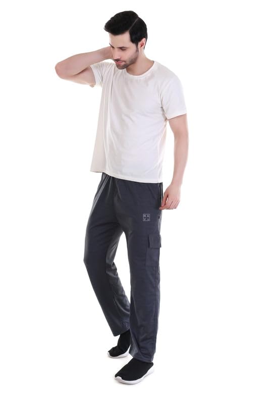Navii Men’s Cargo Track Pant Lower | Multi Pockets Lycra Stretch Fabric | Stylish Cargo Track Pant for Men