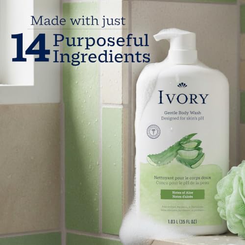 Image of Ivory Gentle Body Wash, Designed for the Whole Family, Free of Dyes Heavy Perfumes Parabens Phthalates & Silicones, Aloe Scent, 35 oz