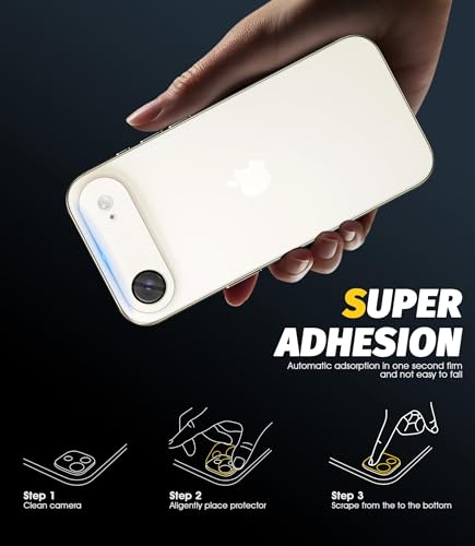 Image of PreCure (2 Pack) Camera Lens Protector Compatible with iPhone 17 Air, Premium Brushed Aluminum Alloy Frame + Tempered Glass, Precise Camera Cutouts, Anti-Scratch, Ultra HD Clarity - Gold