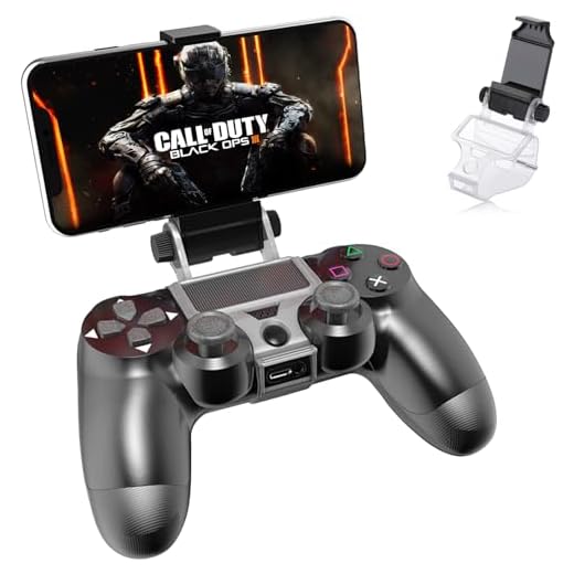 Game Controller Holder, Joso Angle View Adjustable Android Smart Phone Mount Bracket Storage Holder for Sony PS4 Dualshock 4 Controller Gamepad with OTG Data Cable