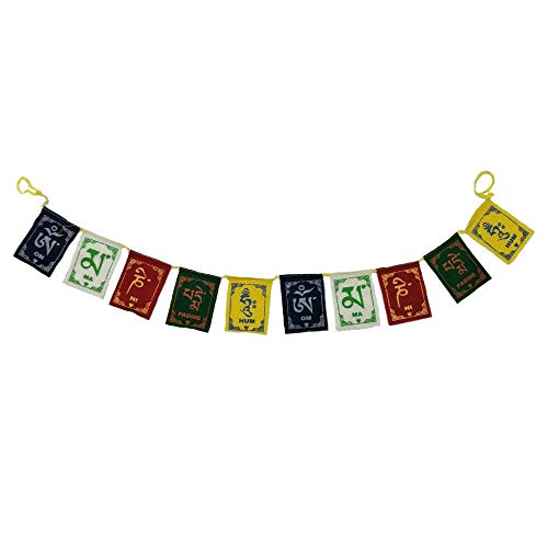 Image of Velvet Prayer Flag Om Mani Padme Hum Mini for Bikes (Multicolor) Size Medium Pack of 1