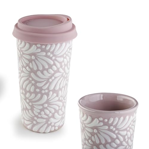 Mug de cerámica Talavera con tapa de silicona 16 oz miniatura 4