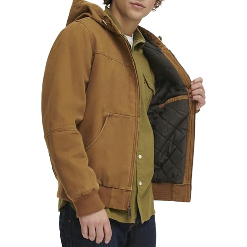 Image of Levi's Men's Workwear Cotton Canvas Hooded Bomber Jacket