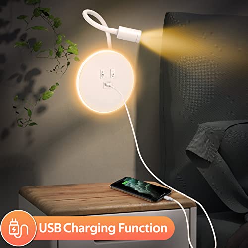Lámpara LED 3 en 1 flexible con puerto USB e interruptor integrado para pared 3