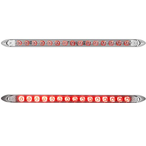 Image of Partsam 2Pcs 12 inch Red Led Trailer Tail Light Bar 15-2835-SMD Clear Lens w Chrome Bezel Waterproof Sealed Thin Stop /Turn /Tail ID Marker Third 3rd Brake Tail Light Bar for Truck Trailer RV Surface Mount