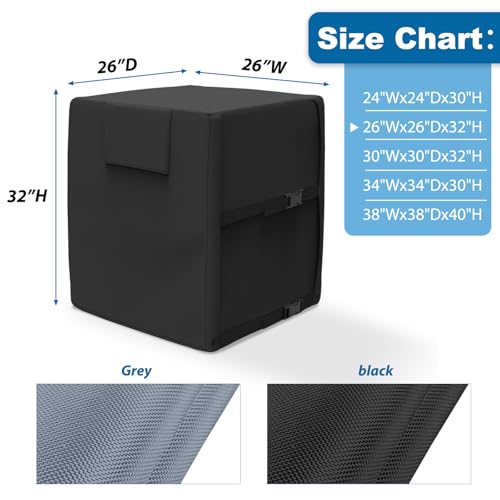AKEfit Air Conditioner Cover for Outside Units, 600D Heavy Duty Waterproof Outdoor AC Covers for Outdoor 26x26x32 inches Black by AKEfit - Image 2