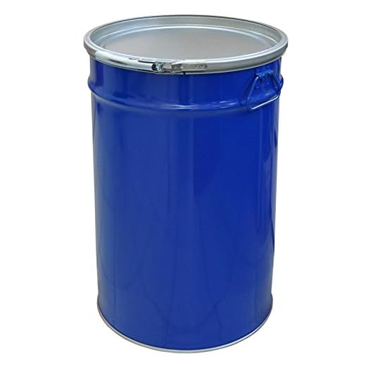 Tonneau, baril, fût métallique bleu 60 Lavec couvercle et anneau de serrage (23021)