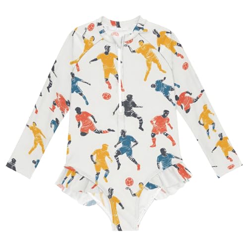 ALAZA Bathing Suits for Girls Toddler Girl Swimsuit Athlete Sport Long Sleeve UPF 50+ 5-6T
