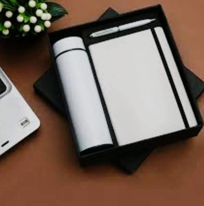 Image of 3 in 1 Gift Hamper for Men with Diary Planner, Pen and Temperature Water Bottle | Birthday Gift for Boyfriend /Husband /Wife /Girlfriend | Men Gift Ideas (White)