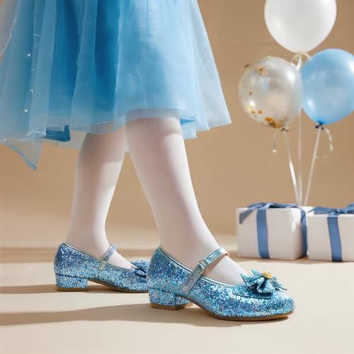 Image of DREAM PAIRS Girls Dress Shoes Princess Shoes for Toddler Little Girl Mary Jane Low Heels Glitter Flower Party Wedding Footwear