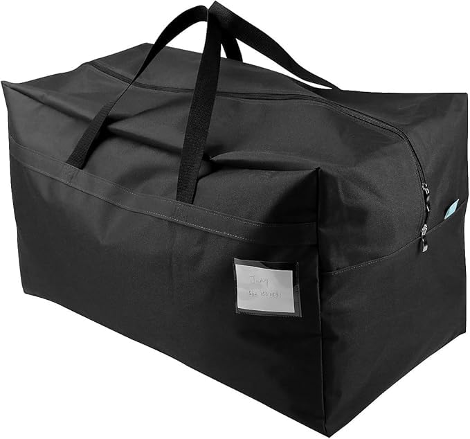 Daily Use Clothes Blankets Saree Bag Nylon 100L Large Size Ornament Water Resistant Travle Duffel Tote Storage Bags with Carry Handles, (Black, Pack of 1)-image-43