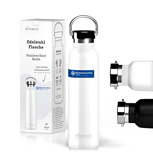 Wiseware Botella de agua de acero inoxidable, 2 unidades, 750 ml, sin BPA, antigoteo, botella de metal para exterior, senderismo, escuela, deporte Cover
