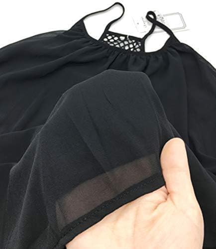Image of Women's Summer Casual Sundress Chiffon Sleeveless Tank Beach Shift Dress (XS, Black)