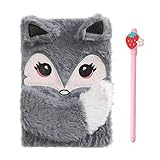 Niedliches Design: Kein Mädchen oder Frau möchte keine bunten Stofftiere. Dieses flauschige Tagebuch ist ein tolles Geschenk für Tierliebhaber, Einhorn, Kaninchen, Bär, Koala, Katze, Panda, Fuchs. Jedes Notizbuch wird mit einem schönen rosa Erdbeer-Gelstift mit schwarzer Tinte geliefert.