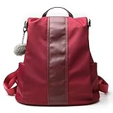 Mochila feminina de couro premium, mochila casual, mochila de viagem, Vermelho, 31x30x15cm, Casual
