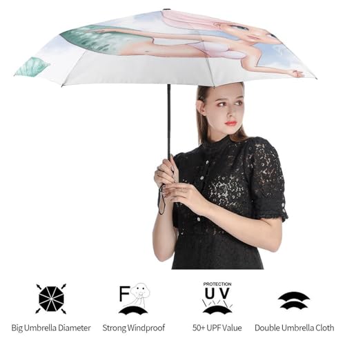Parapluie pliant vert ethnique au design unique et ouverture rapide