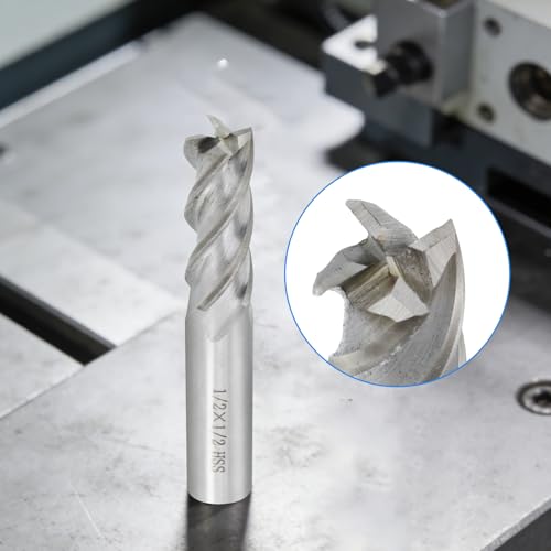 Image of Square End Mill 1 /2 inch Cutting Dia x 1 /2 inch Shank Dia 4 Flute Straight End Mill Cutter - 2pcs (Pack of 2)