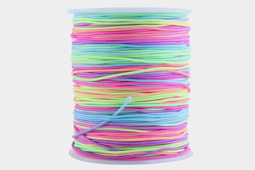 KONMAY 1.0mm Elastic Cord for Jewelry Making, Rainbow Stretch Bracelet String for Pony Beads, Kandi Bracelets, Necklaces & DIY Crafts,110 Yards