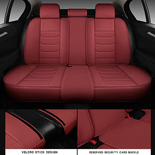 Haitour Full Coverage Leather Car Seat Covers Full Set Universal Fit For Most Cars Sedans Trucks Suvs With Waterproof Leatherette In Automotive Seat Cover Accessories (Full Set, Wine Red) #TOP3