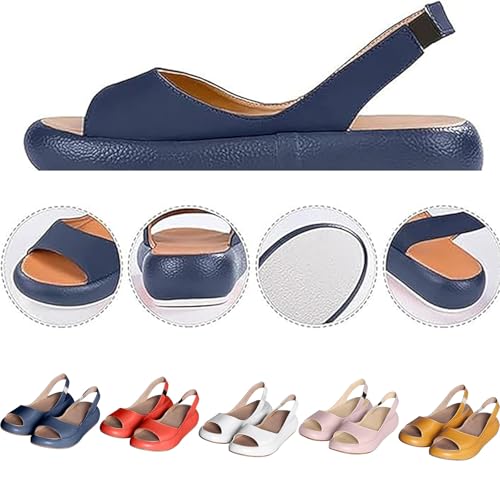 Solea Cushioned Sandals For Women, Solea Round Peep Toe Slip On Flat Sandles Easy Slip-On, All-Day Comfort3