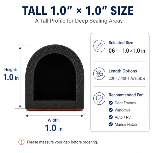 Image of Silicone D Shape Weather Stripping Rubber Seal, 40FT Self Adhesive Weather Stripping for Boat, Auto, RV, Marine, Garage Doors /Window 40Feet