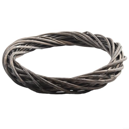 Corona de ratán de Navidad con Guirnalda de Vid de Mimbre Gris, para Colgar y Bodas (25 cm)