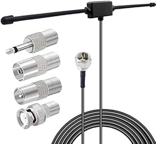 FM Antenna for Stereo Receiver Indoor, JSZAAHZ Upgrade FM Radio Antenna with 4 Type Adapters for Home Stereo Receiver Bose Wave Radio Sony Yamaha, 75 Ohm FM Stereo Antenna for Receiver Rural Area