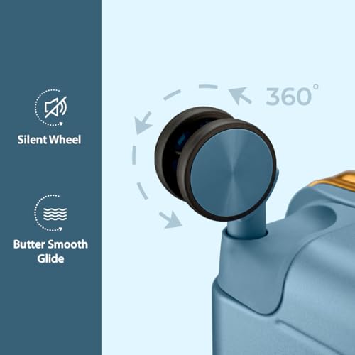 Image of Maleta Gold Series Check-in Large | 28 inch, 8 Spinner Wheels,Dual TSA Lock| Aluminium Frame | Trolley Bags for Travelling | Travel Bags for Luggage (Blue, Checkin-Large)